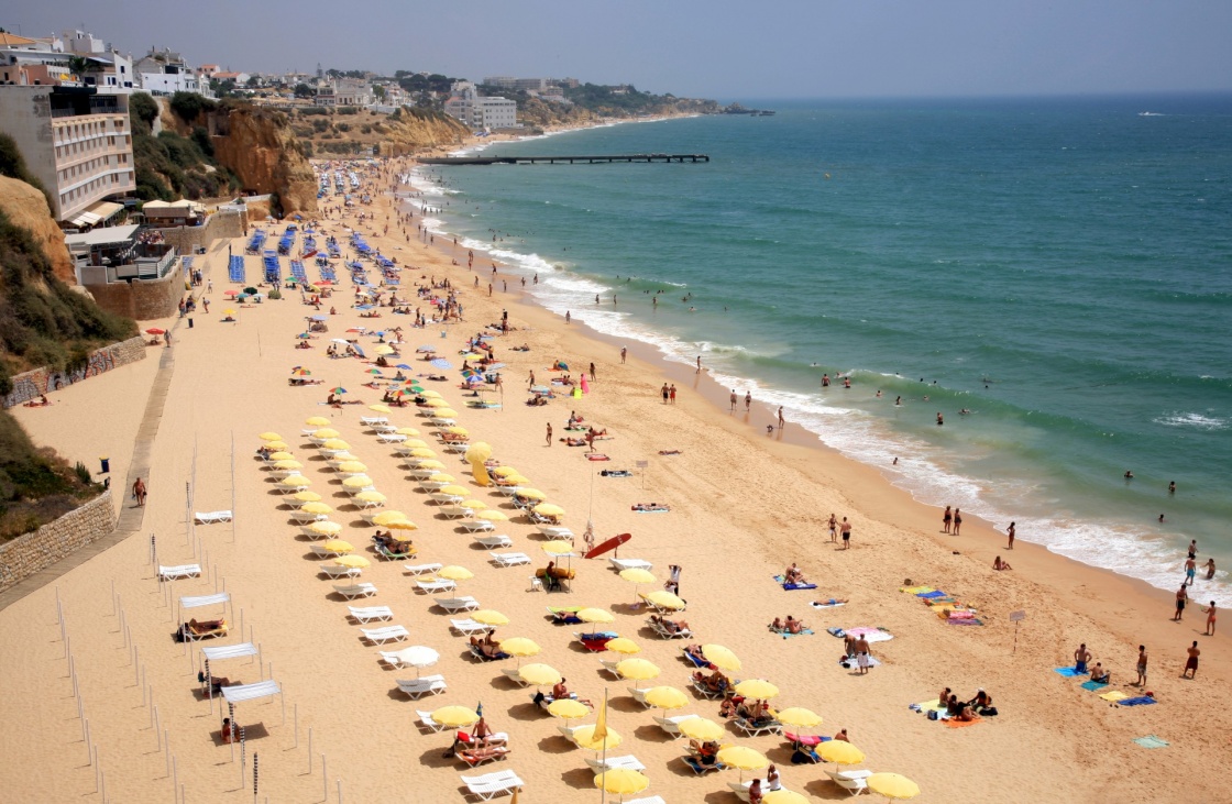 Beach at Albufeira in Algarve, Portugal