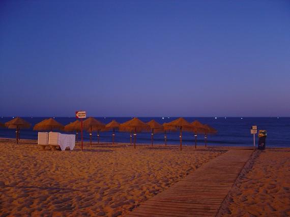 Quarteira beach after sunset